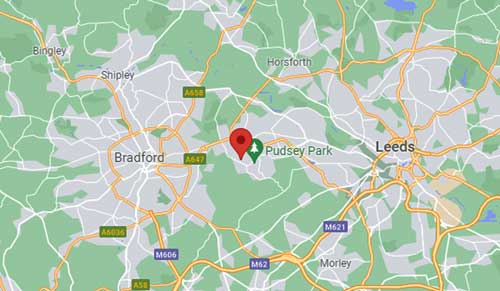 Map of my location, Pudsey, Leeds, UK